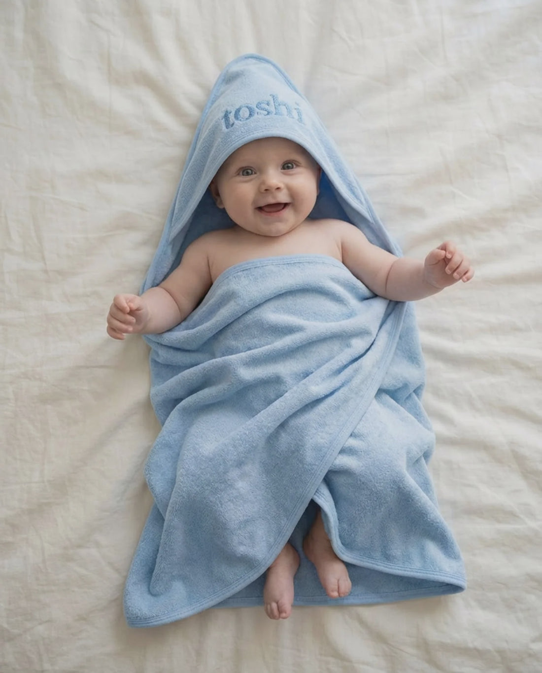 Hooded Baby Bath Towel Yummy UPF 50+ Bluebell - Toshi