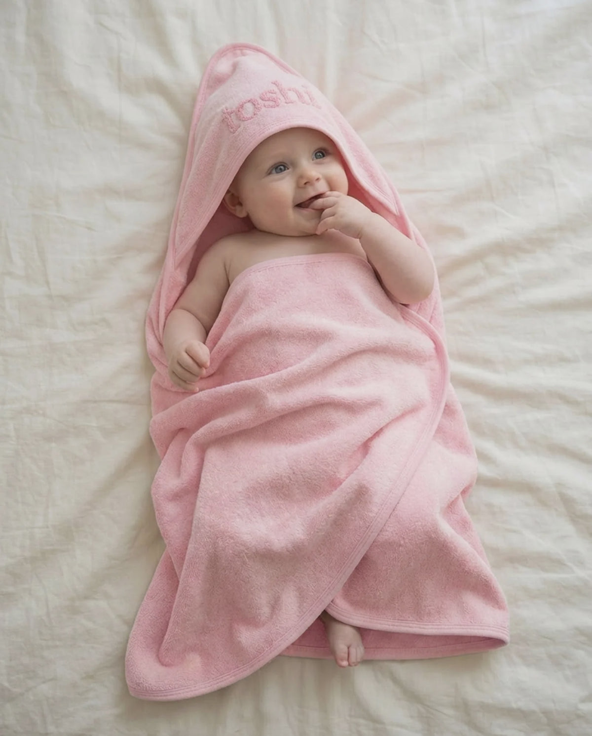 Hooded Baby Bath Towel Yummy UPF 50+ Misty Rose - Toshi