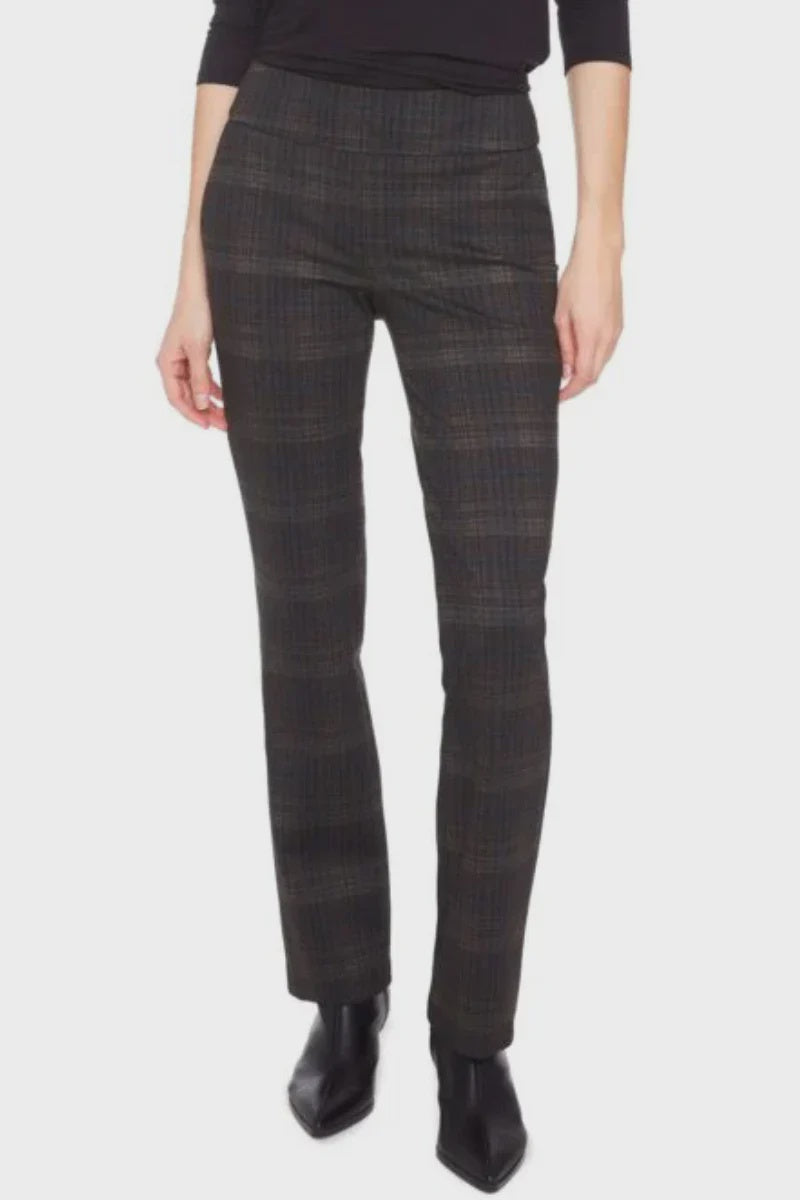 Dark Plaid Full Length Ponte Pant Up!
