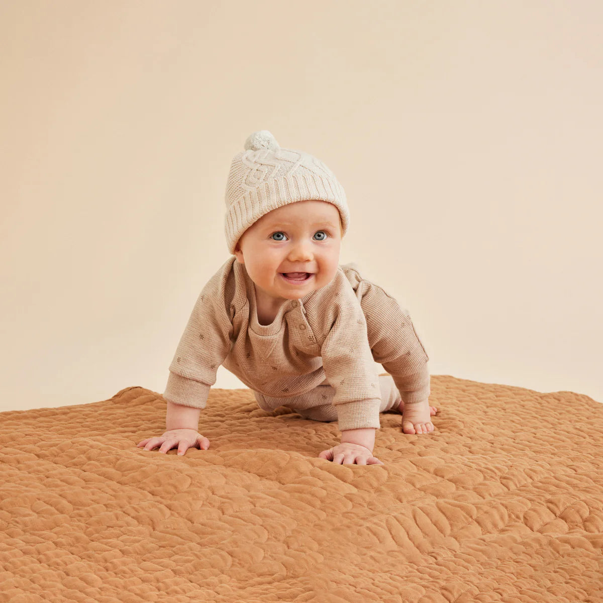 Knitted Cable Beanie Sand Melange Wilson &amp; Frenchy