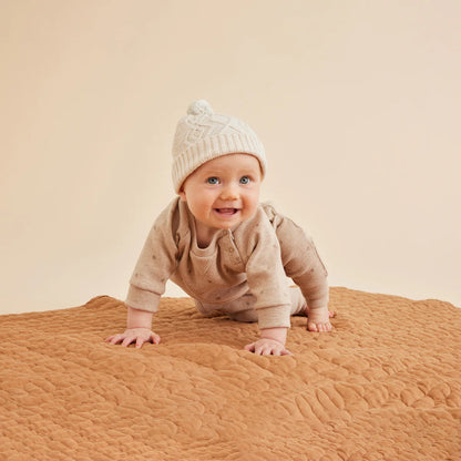 Knitted Cable Beanie Sand Melange Wilson &amp; Frenchy