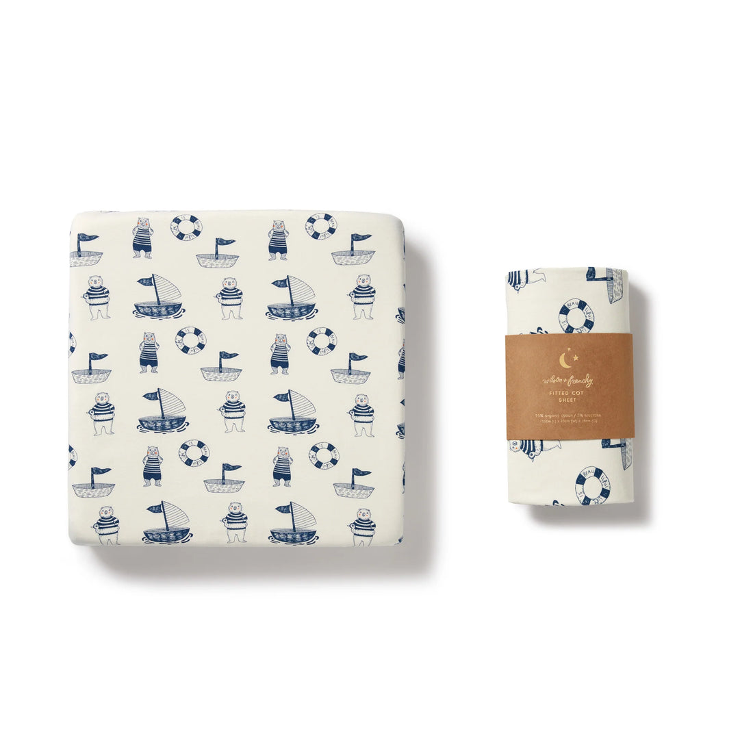 Packaged product with nautical design on a white background