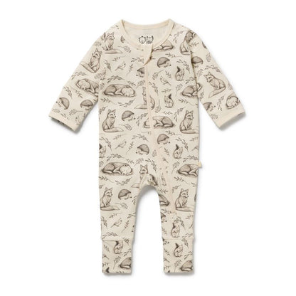 Organic Zipsuit with Feet Foxglove Forest - Wilson + Frenchy