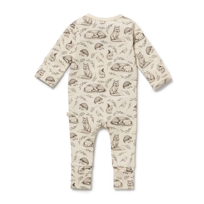 Organic Zipsuit with Feet Foxglove Forest - Wilson + Frenchy