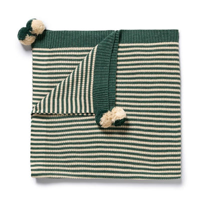 Organic Knitted Stripe Blanket Clover - Wilson + Frenchy