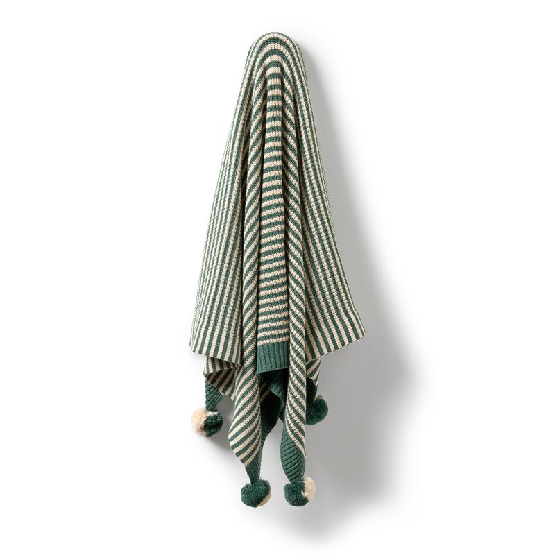 Organic Knitted Stripe Blanket Clover - Wilson + Frenchy