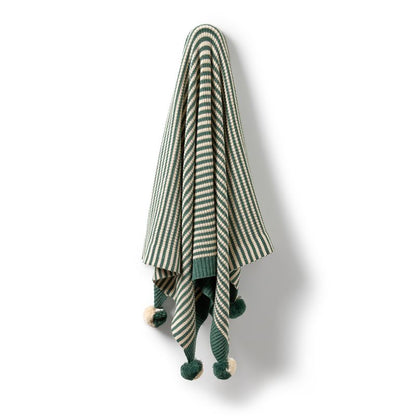 Organic Knitted Stripe Blanket Clover - Wilson + Frenchy