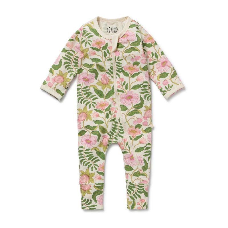 Organic Zipsuit with Feet Ma Fleur - Wilson + Frenchy