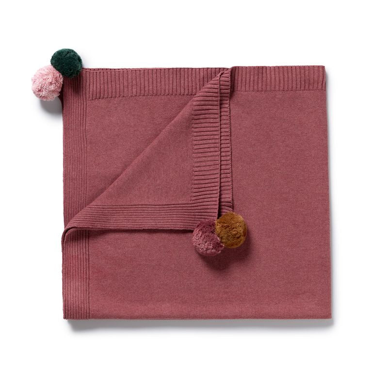 Organic Knitted Bubble Blanket Rubarb - Wilson + Frenchy