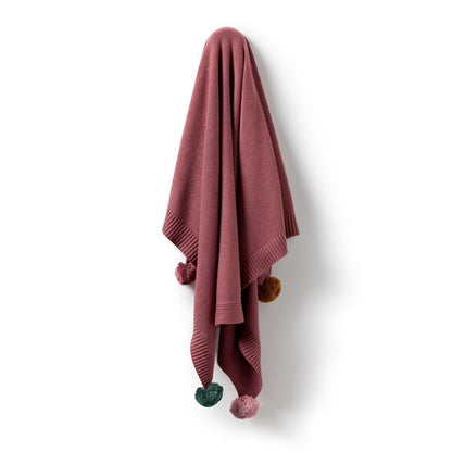 Organic Knitted Bubble Blanket Rubarb - Wilson + Frenchy