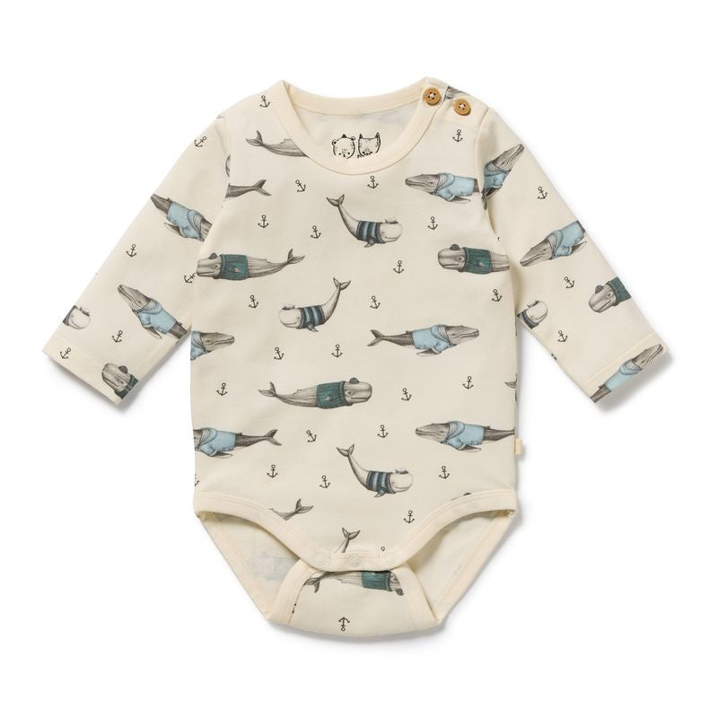 Organic Bodysuit Woolly Whales - Wilson + Frenchy