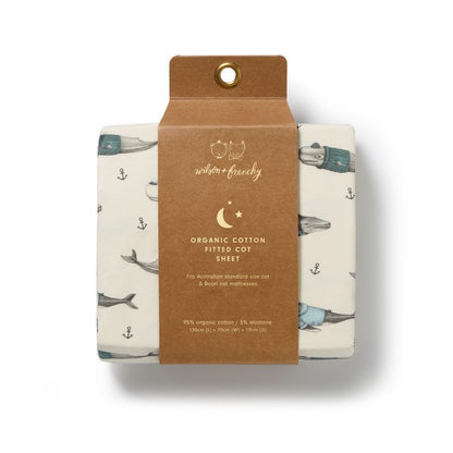 Organic Cot Sheet Woolly Whales - Wilson + Frenchy
