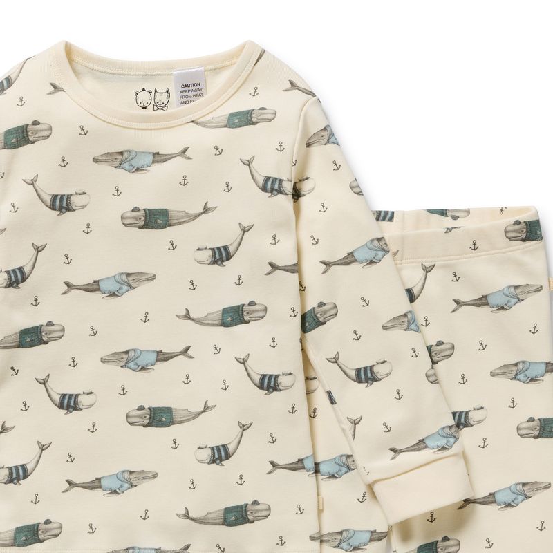 Organic L/S Pyjamas Woolly Whales - Wilson + Frenchy