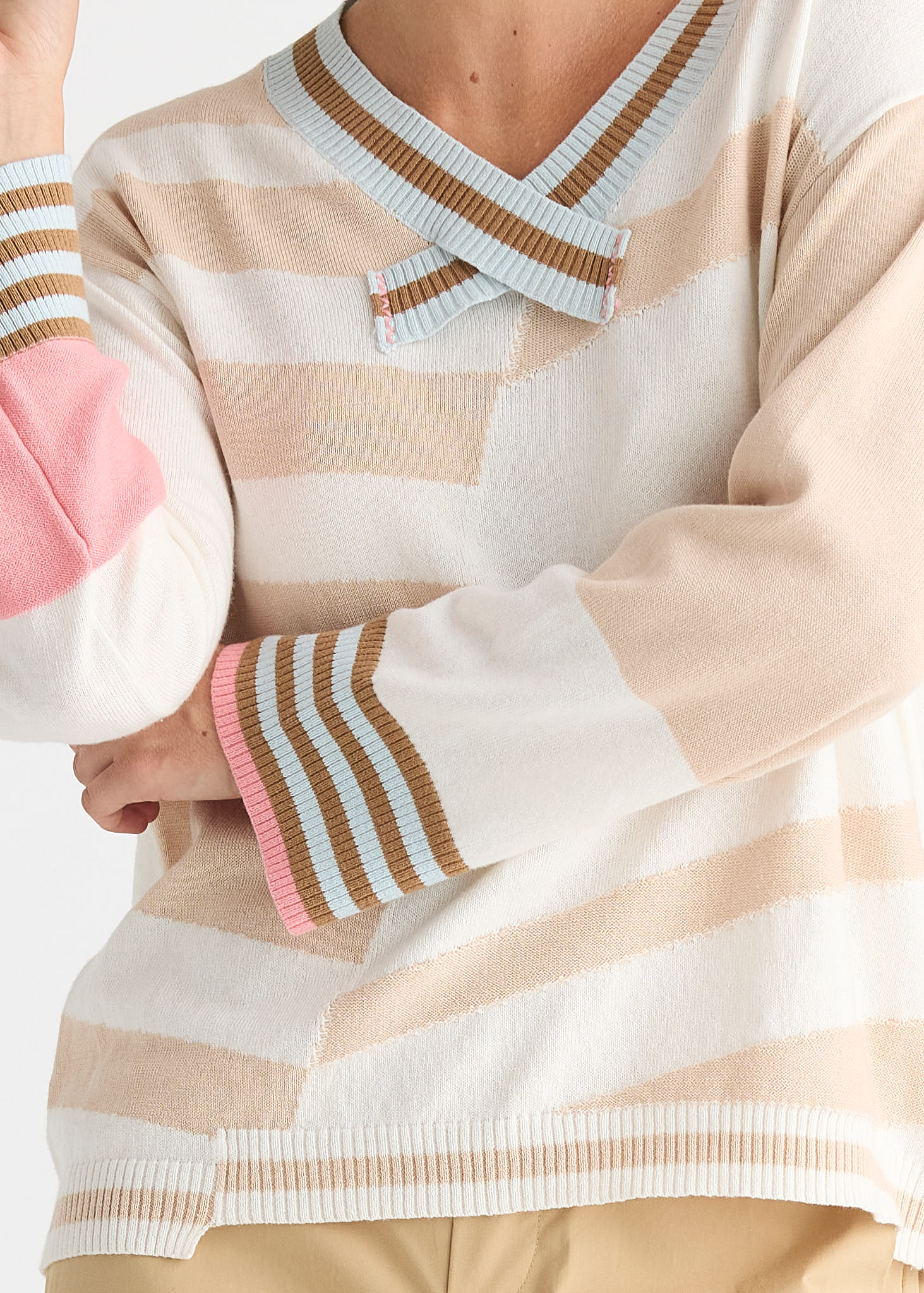 Crazy Stripe Vee White - Zaket &amp; Plover