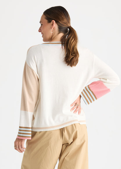 Crazy Stripe Vee White - Zaket &amp; Plover