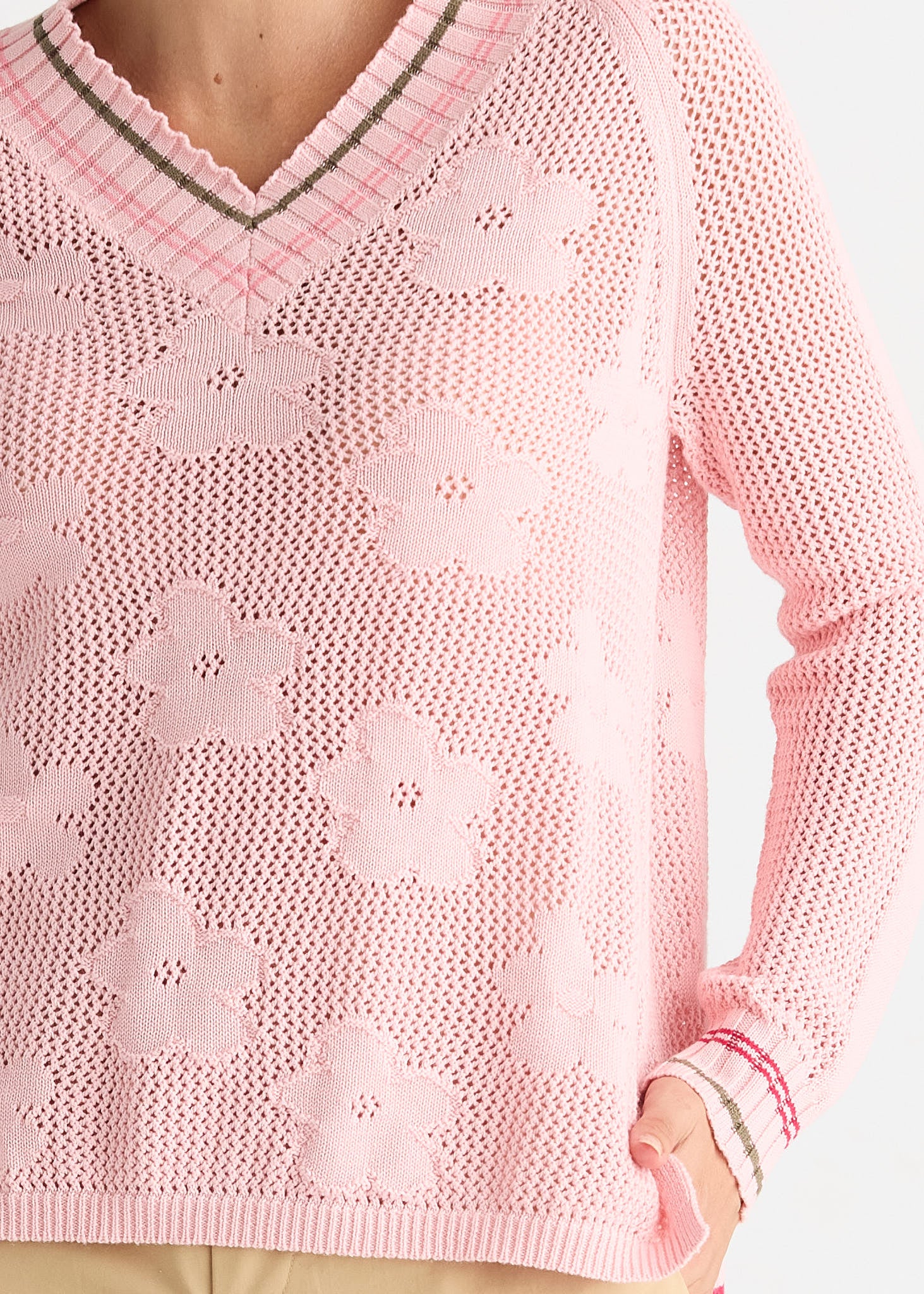 Floral Pointelle Vee Blush - Zaket &amp; Plover
