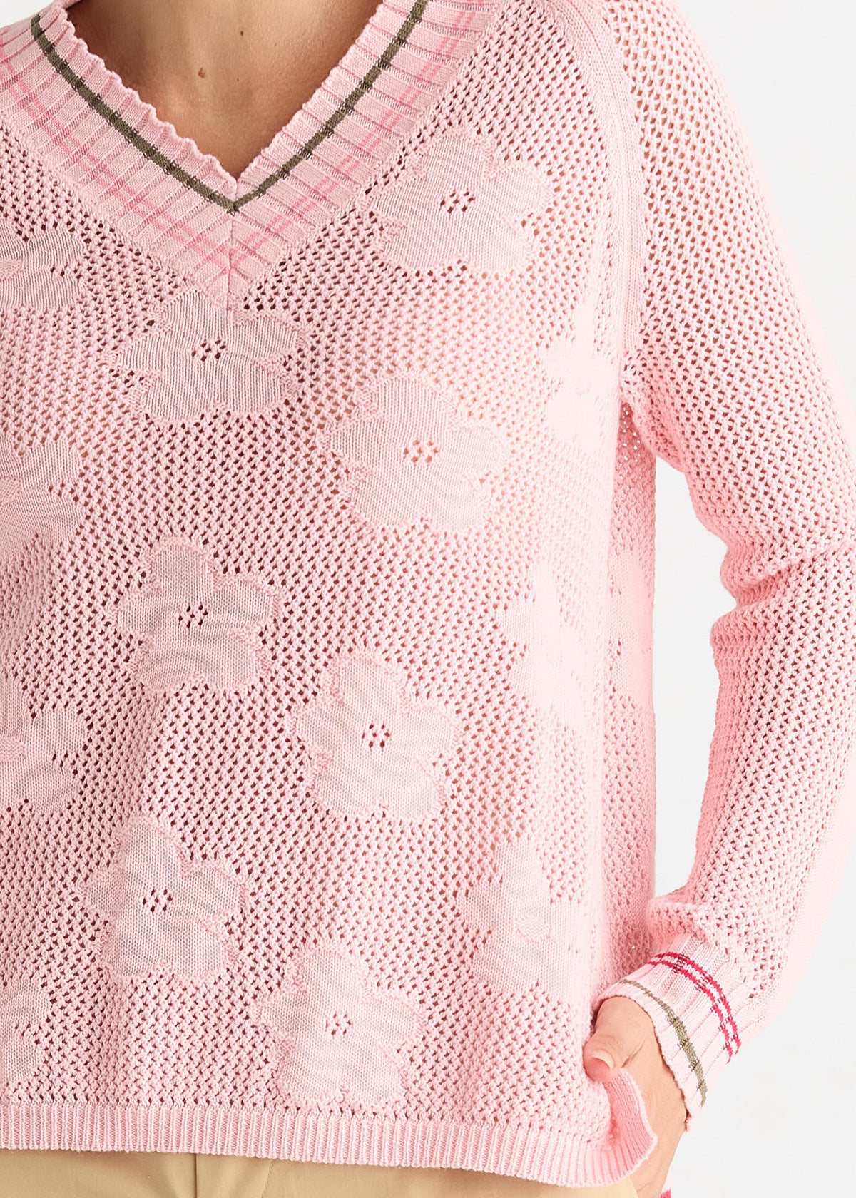 Floral Pointelle Vee Blush - Zaket &amp; Plover