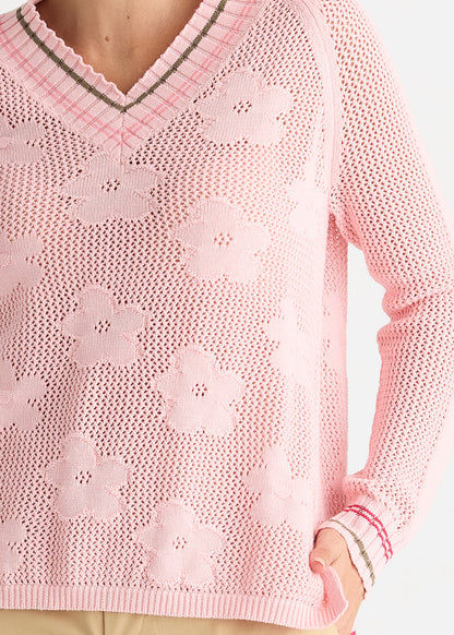 Floral Pointelle Vee Blush - Zaket &amp; Plover