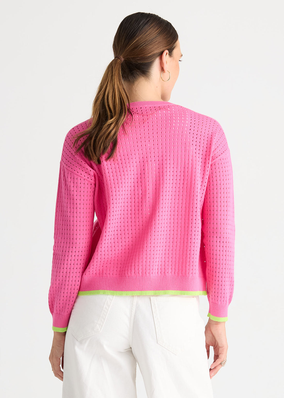 Pointelle Zip Cardi Pop Pink - Zaket &amp; Plover