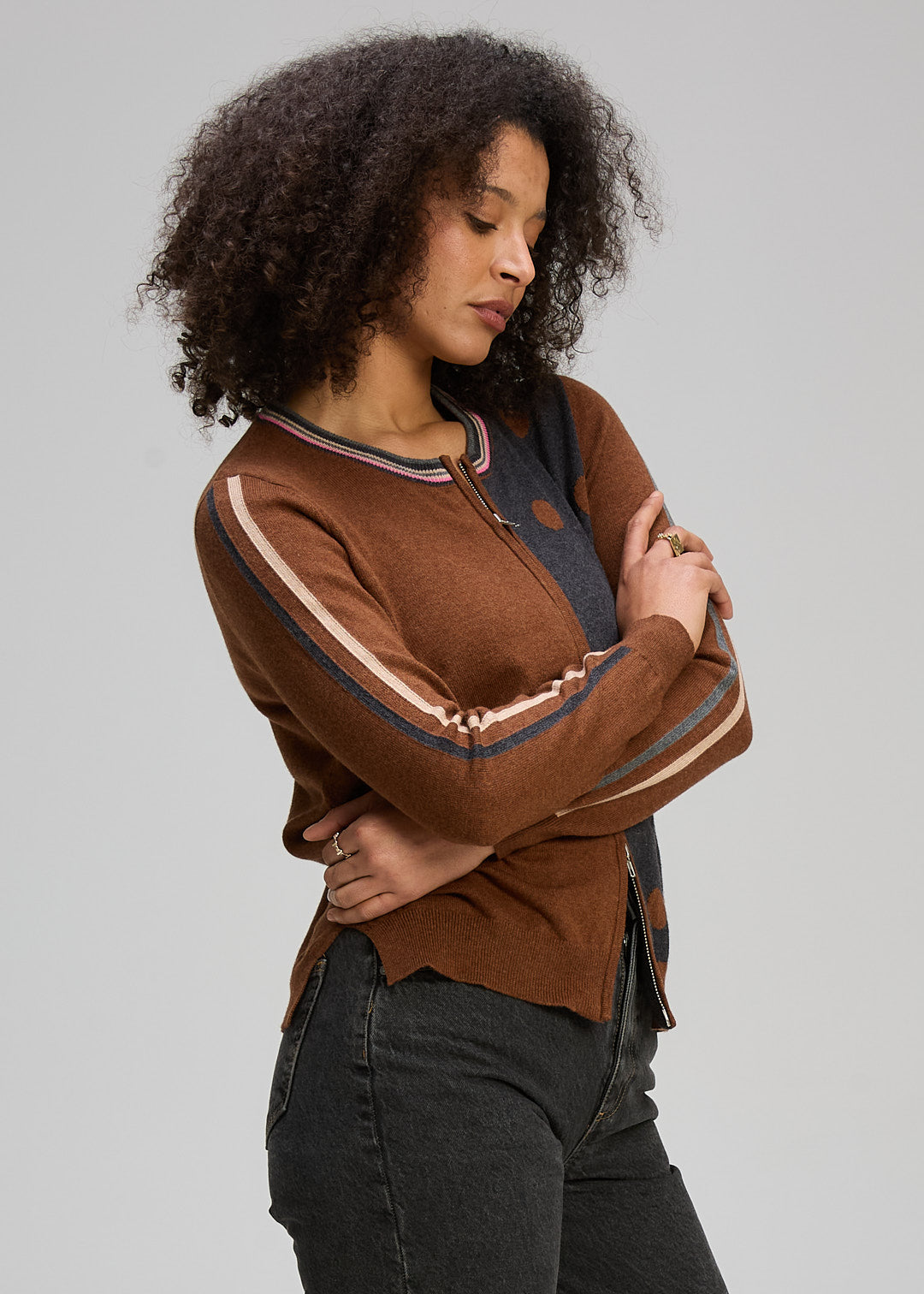 Stripe Spot Zip Up Zaket &amp; Plover