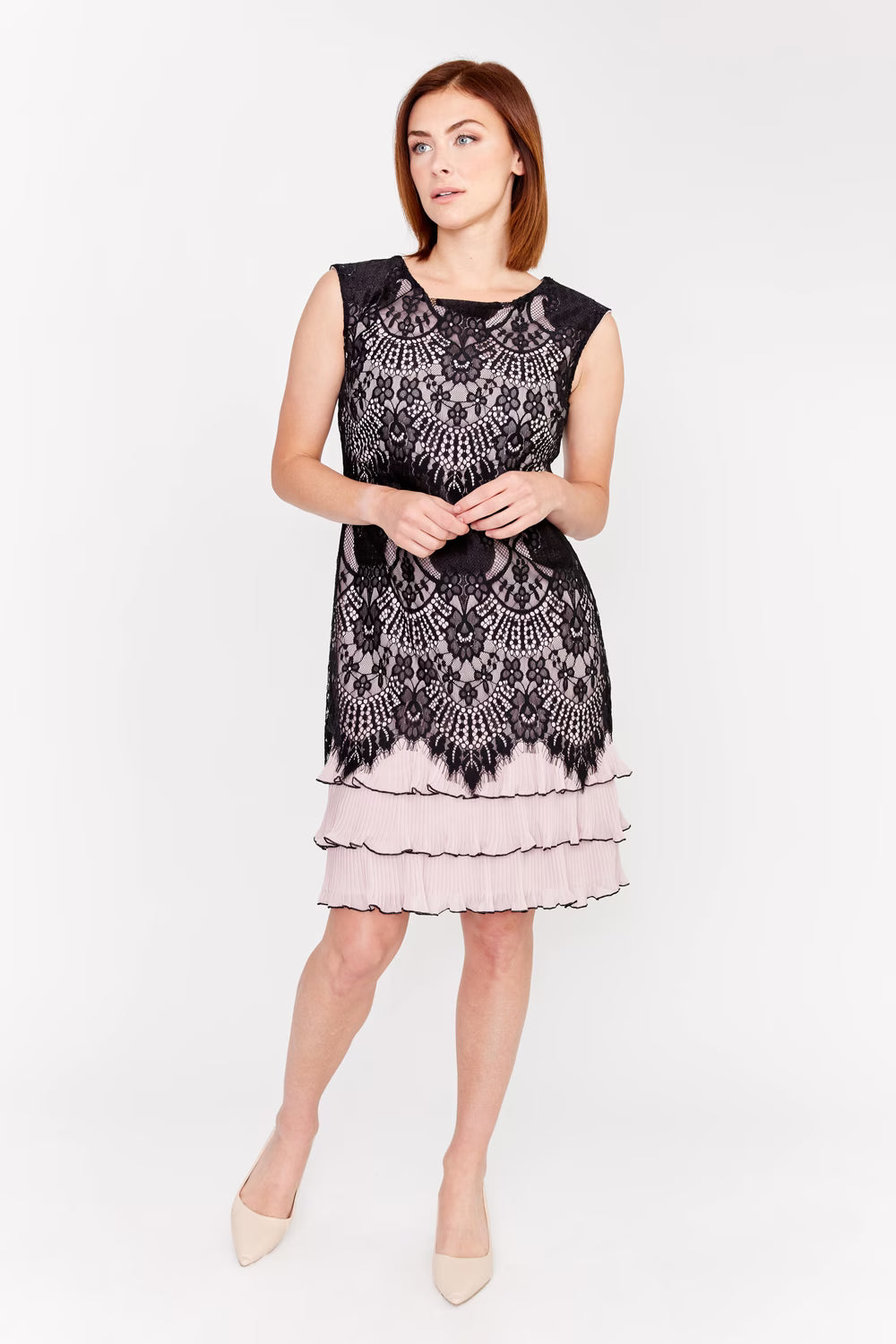 189328 Knee-length Lace Overlay Dress