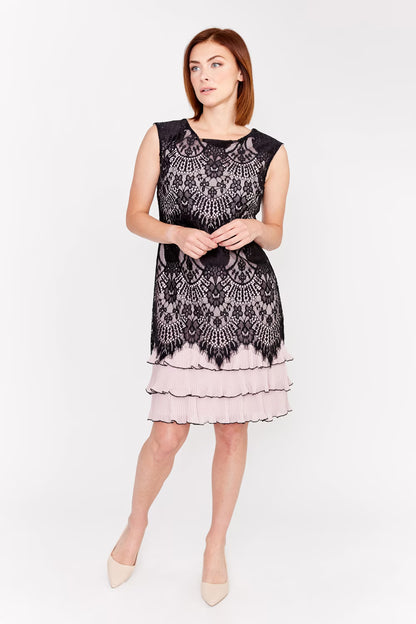 189328 Knee-length Lace Overlay Dress