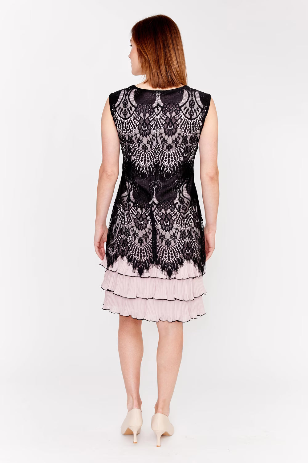 189328 Knee-length Lace Overlay Dress