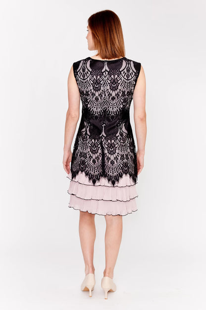 189328 Knee-length Lace Overlay Dress