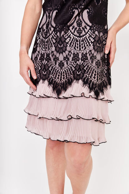 189328 Knee-length Lace Overlay Dress