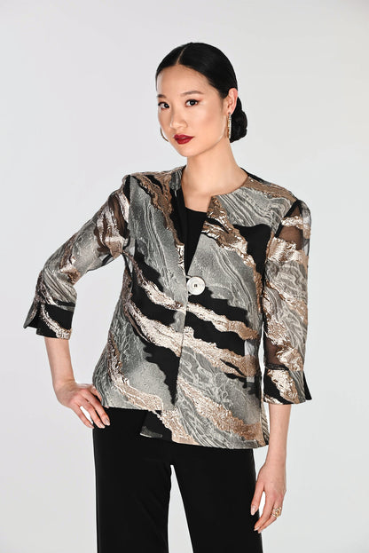 Formal Abstract Collared Jacket Black/Gold - Frank Lyman