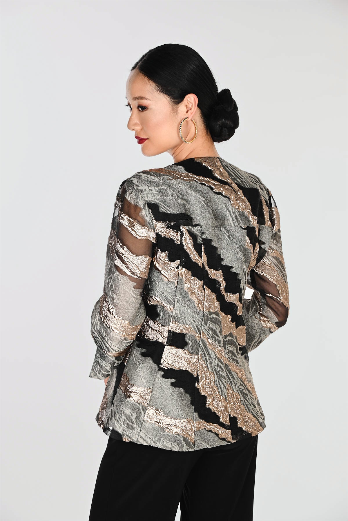 Formal Abstract Collared Jacket Black/Gold - Frank Lyman