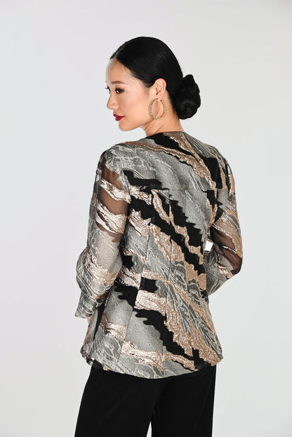 Formal Abstract Collared Jacket Black/Gold - Frank Lyman