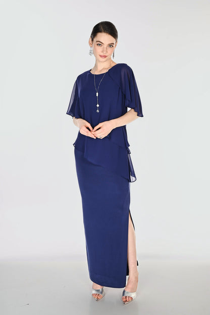 Maxi Sheath Dress With Jewels Lux Blue - Frank Lyman