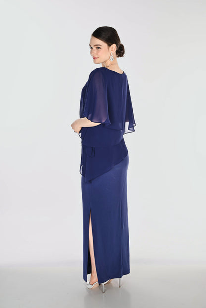 Maxi Sheath Dress With Jewels Lux Blue - Frank Lyman