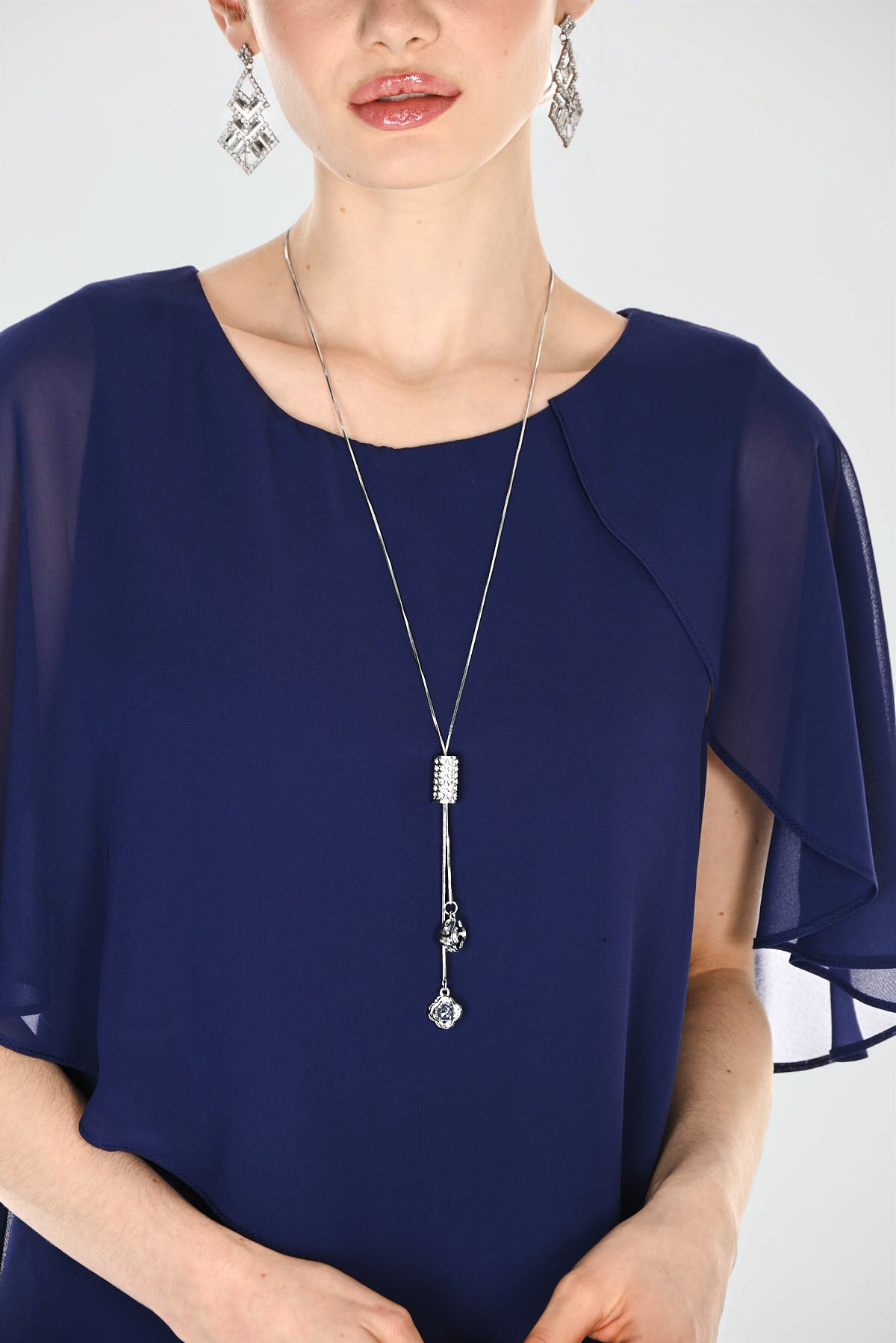 Maxi Sheath Dress With Jewels Lux Blue - Frank Lyman