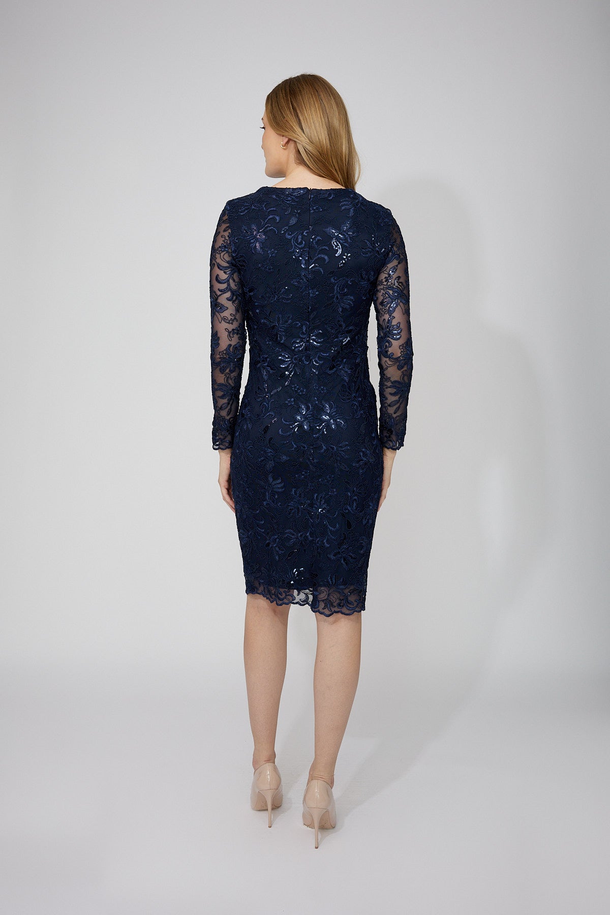 Long Sleeve Embroided Lace Dress Frank Lyman