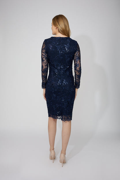 Long Sleeve Embroided Lace Dress Frank Lyman