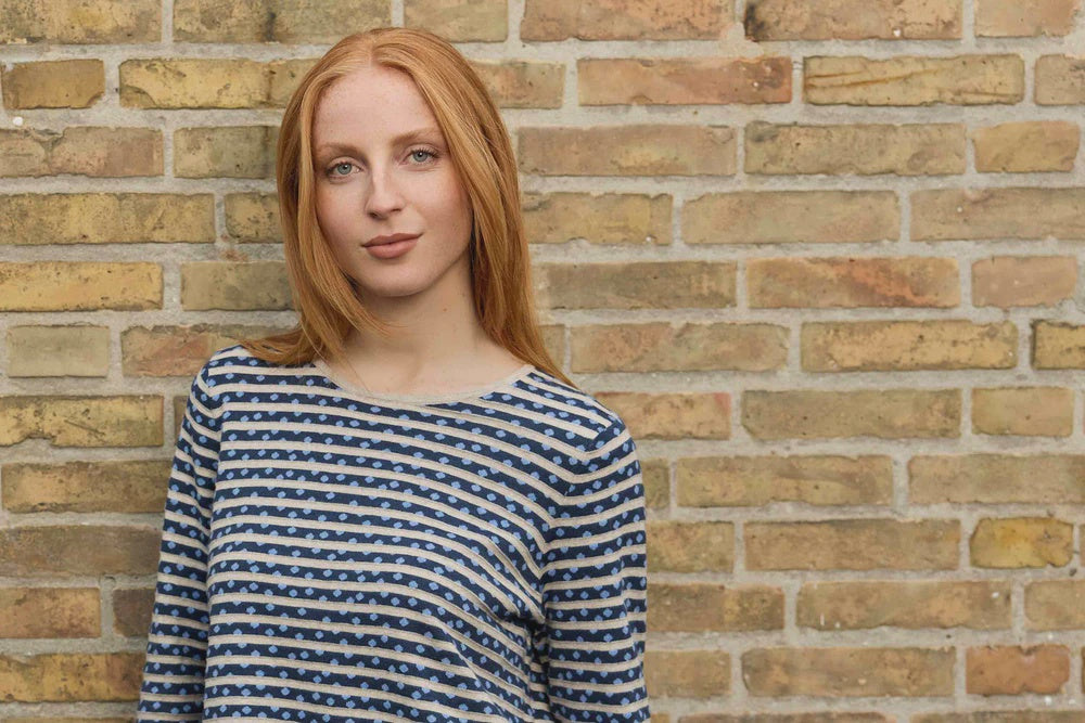 Fri Dotted Stripe Long Sleeve Crew Knit