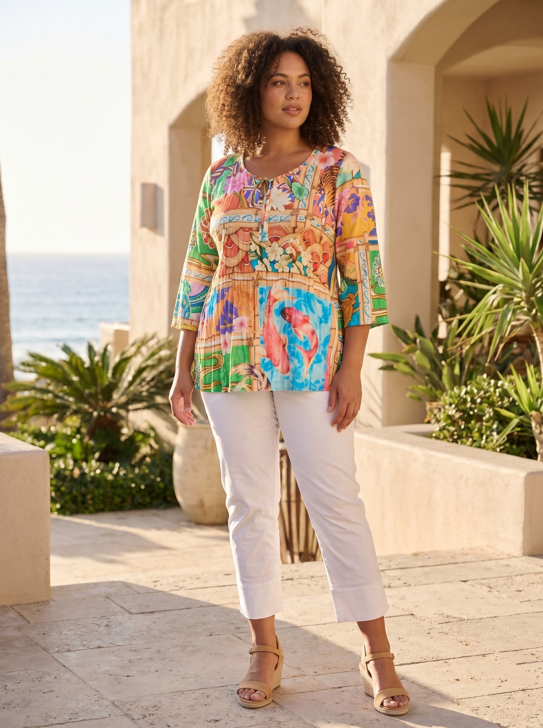 Garniers Top Frill Neckline - Orientique