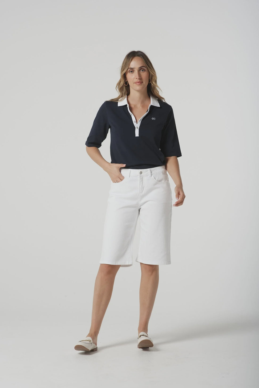 5 Pocket Denim Shorts White - Goondiwindi