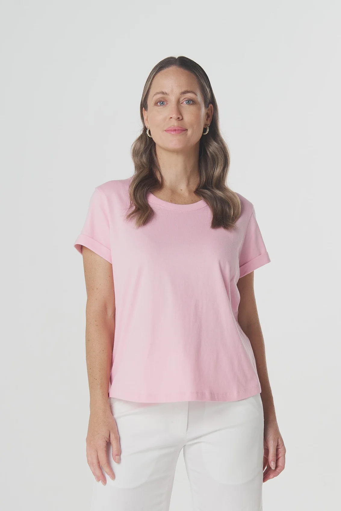 Everyday Cotton Roll Cuff Tee Fairytail Pink - Goondiwindi