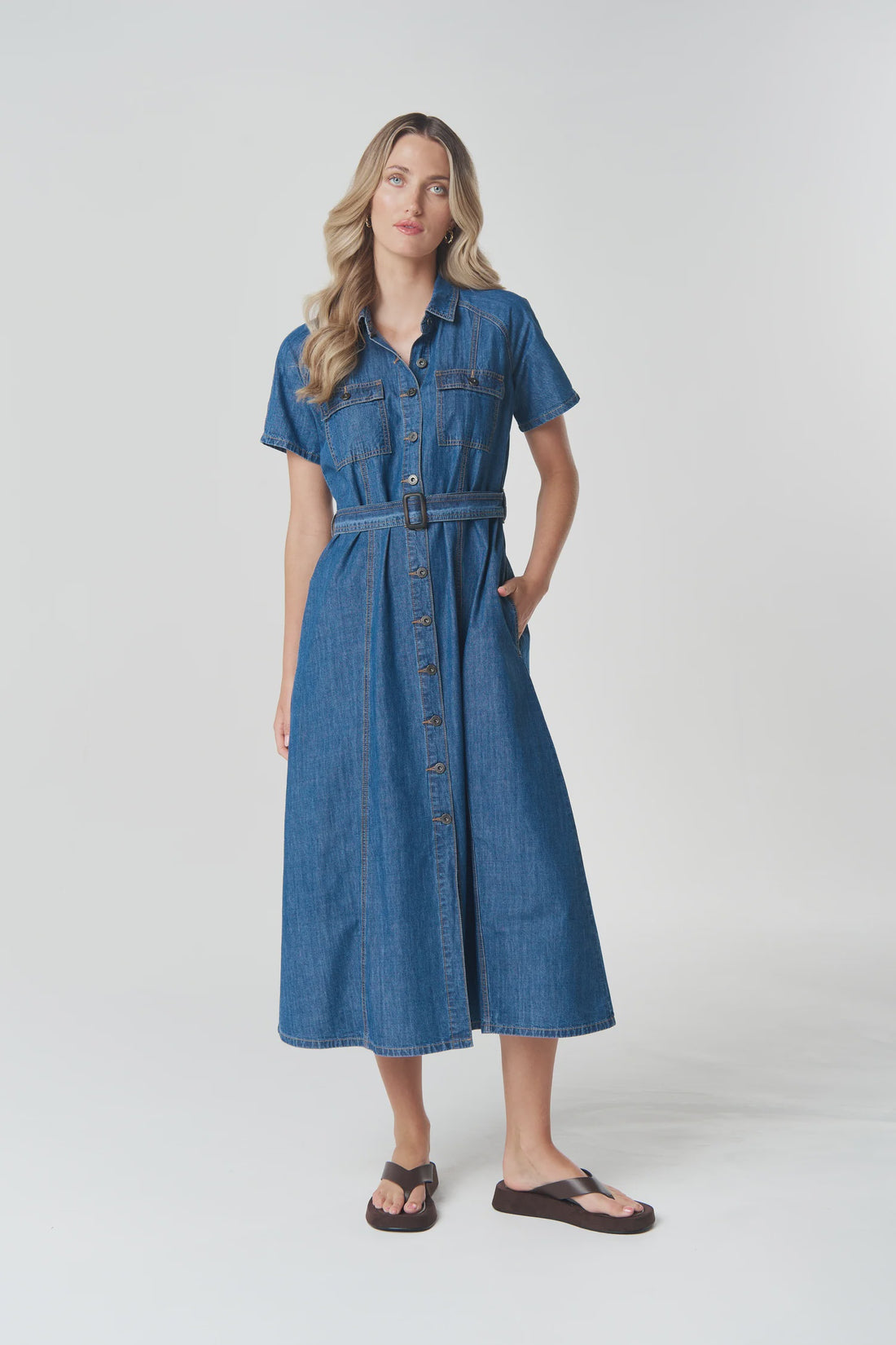 Stockgirl Denim Dress Denim Blue - Goondiwindi