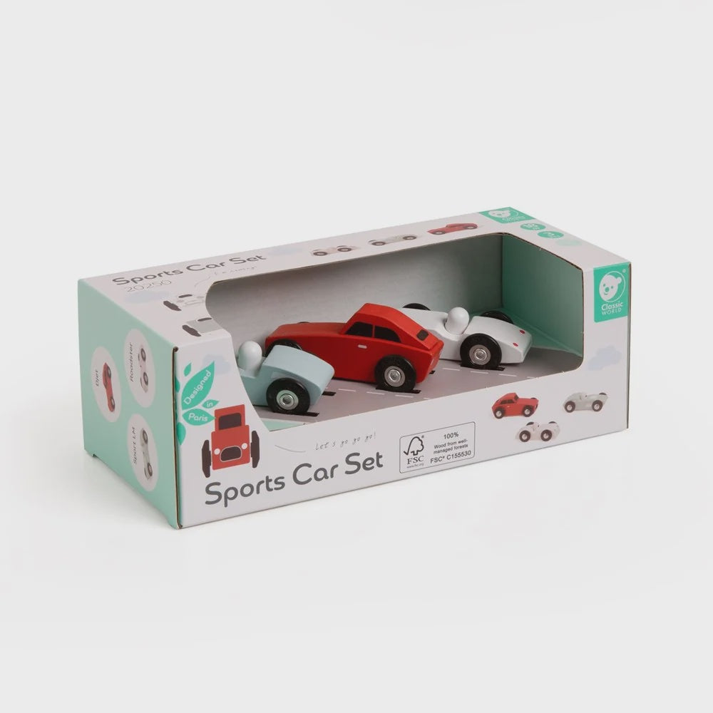 Classic World Wooden Sports Car Set - Johnco