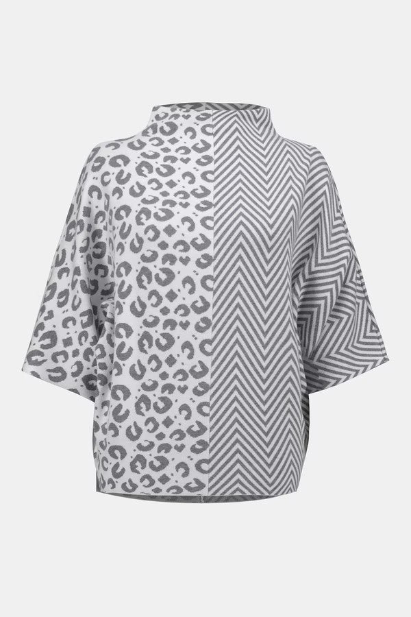 Mixed Pattern Boxy Sweater Top 253981