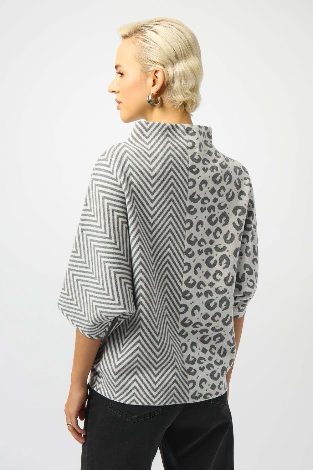 Mixed Pattern Boxy Sweater Top 253981