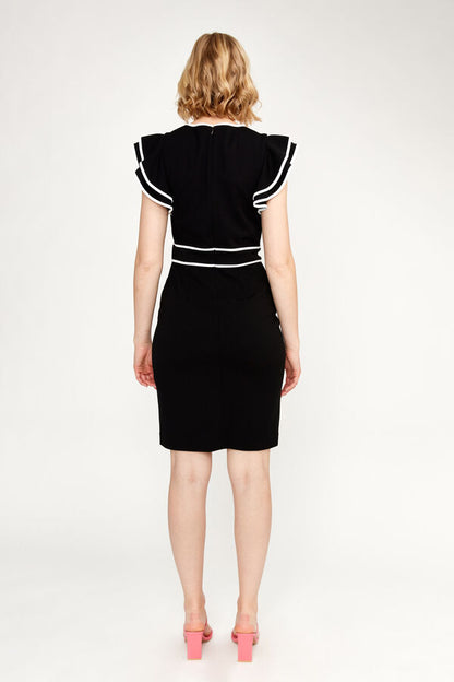 232067 Ruffled Sleeve Sheath Dress