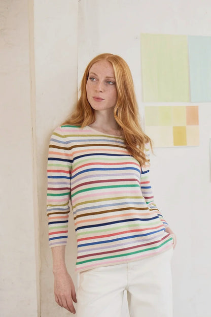 Adele Eco Link Stripe Crew Lt Oat - Mansted
