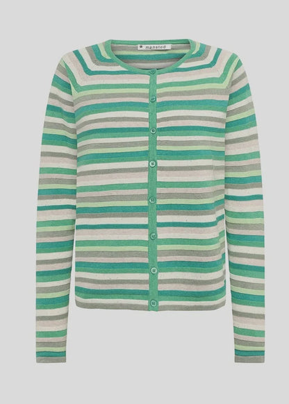 Anna Eco Link Stripe Cardigan Green - Mansted