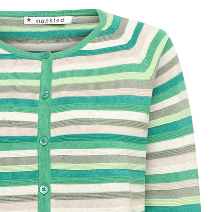 Anna Eco Link Stripe Cardigan Green - Mansted