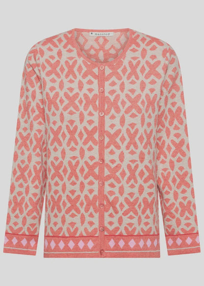 Tide Cotton Jacquard Cardigan Sft Red - Mansted